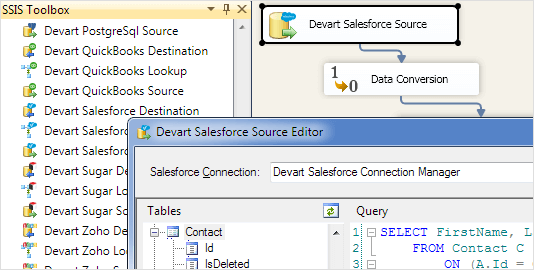 Devart SSIS Data Flow Components screenshots